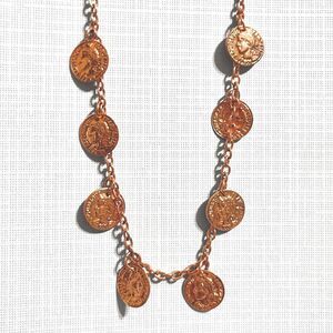 Republique Francaise Mini Coin Ankle Bracelet Copper Tone Dangle Charm Anklet